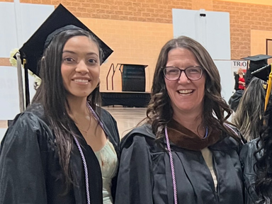 Luisa Feeney and Professor DeForge at Commencement