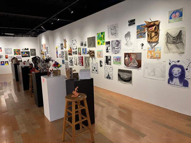 sculptures in student showcase