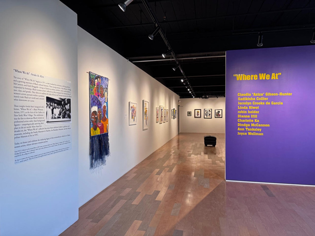 the front of the gallery with Where We At exhibit installed