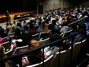 Speaker presenting at STCC theater