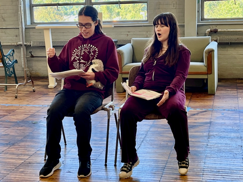Students rehearse fall 2025 play 'One Christmas Eve at the Evergreen Mall